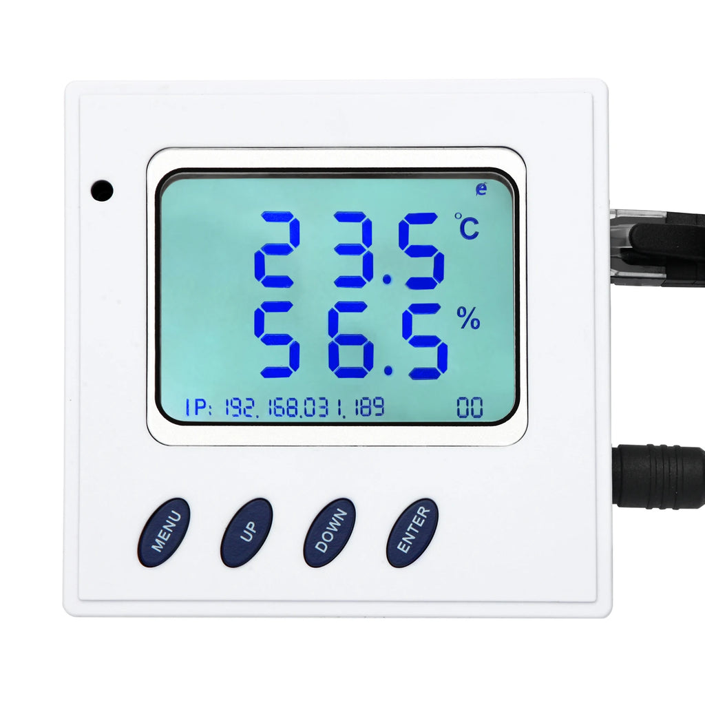 High Accuracy POE RJ45 Ethernet Temperature Humidity Sensor with Large LCD Display SNMP V1/TCP/UDP IP Network Monitoring Support