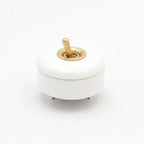 AC 250V Vintage Ceramic Toggle Switch Brass Lever Rocker Retro ON OFF Wall Switch Classical Lamp Switch