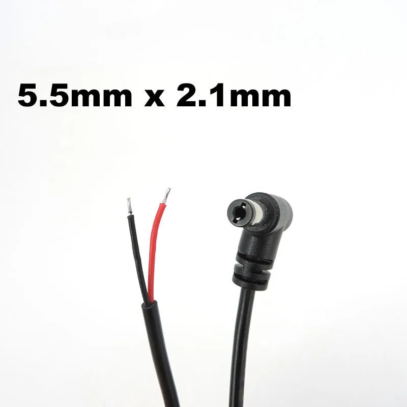 2pin DC Male Power Connector Extend Right Angle Charging Cable 4.0x1.7 3.5x1.35mm 5.5x2.1mm 5.5x2.5mm 22AWG 90 Degree 3A Cord T