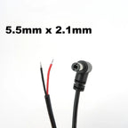 2pin DC Male Power Connector Extend Right Angle Charging Cable 4.0x1.7 3.5x1.35mm 5.5x2.1mm 5.5x2.5mm 22AWG 90 Degree 3A Cord T