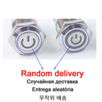 Sliver Push Button Switch 4 Pin 12mm Waterproof Led Light Metal Flat Momentary/Latching Switches with power mark/Ring LED