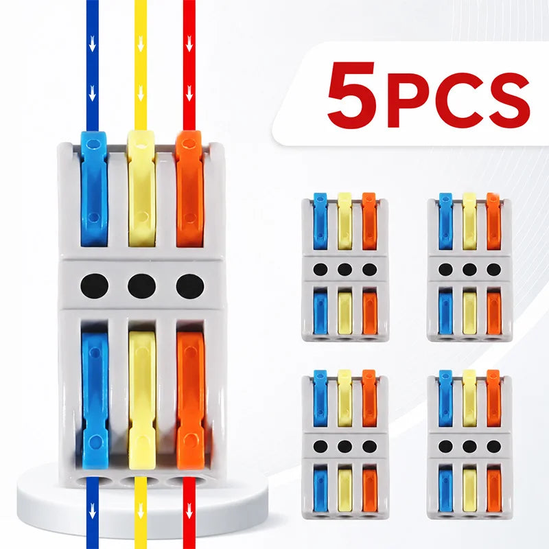 PCT-222-C PCT-223-C Color Lever Wire Connector 2 3 Port 5 10 20PCS Compact Push In Terminal Block for Electrical Cable Wiring