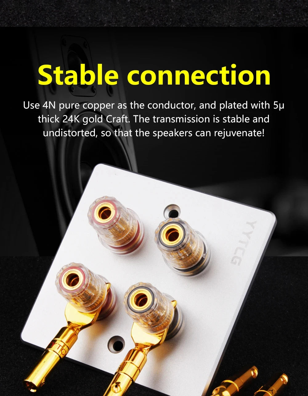 YYTCG Gold plated Banana Plug Connectors, Speaker plugs, audio screws, fork connectors, U and Y 1pcs/4pcs