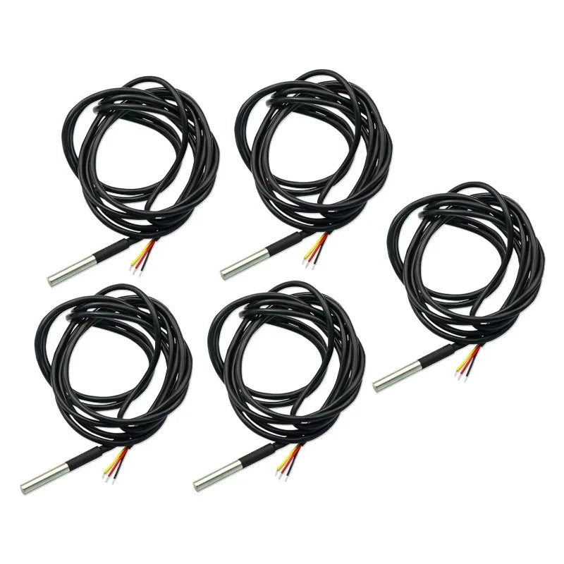 5Pcs DS18B20 Temperature 2M Sensor Waterproof Temperature Sensor with Digital Thermal Stainless Steel Tube Probe for Arduino