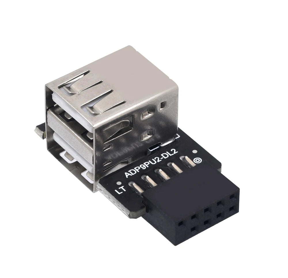 TISHRIC 9Pin To 2 Ports USB 2.0 Expansion Card USB 2.0 Motherboard Header 9pin to 2 Ports USB 2.0 Dual USB A 9 Pin Female Adapt