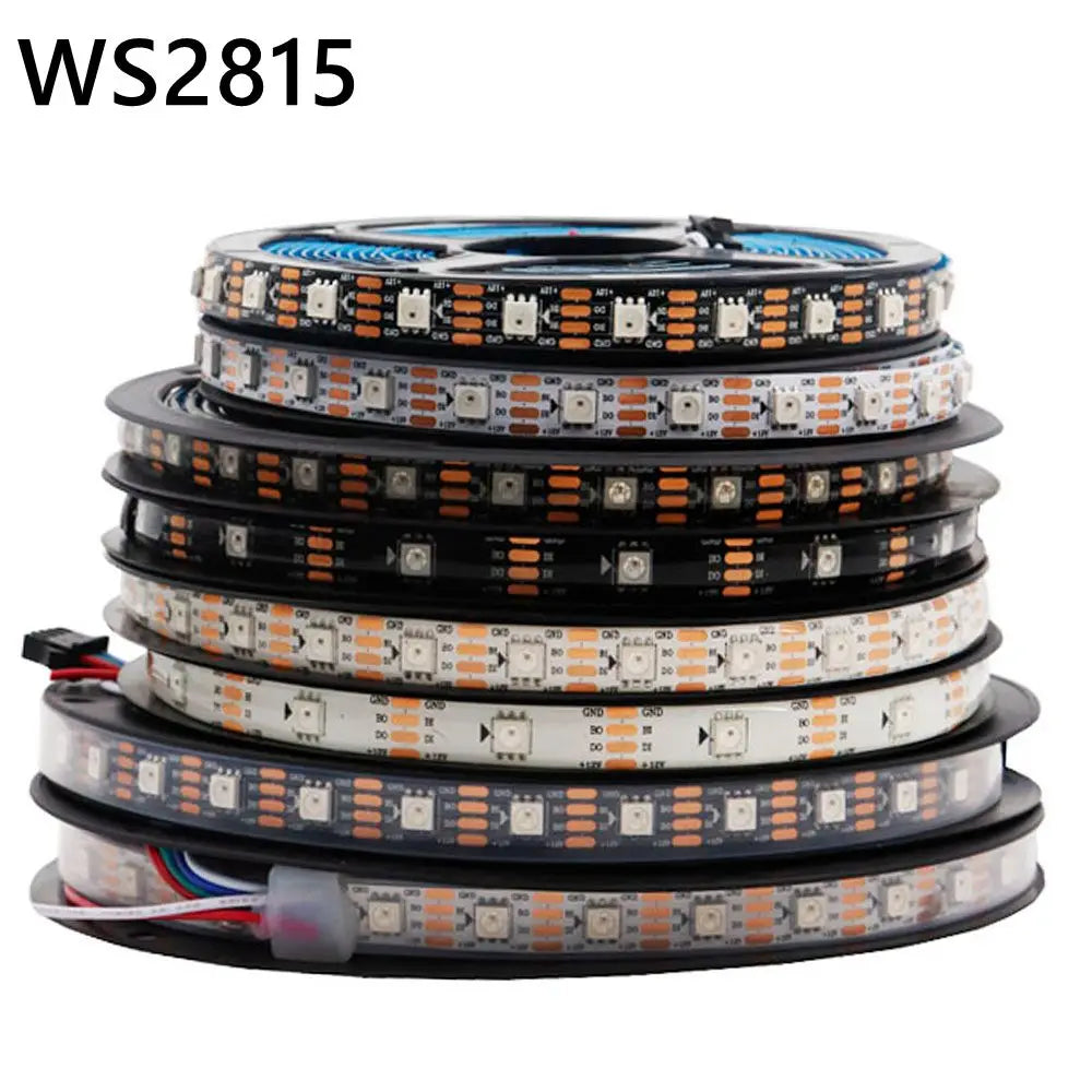 WS2811 WS2812B WS2813 WS2815 5050RGB LED Strip Lights Individually Addressable 30/60/144Pixels/Leds/m Black /White PCB DC5V/12V