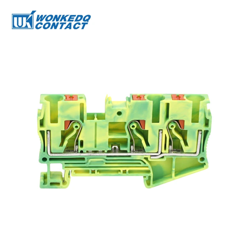 PT6-TW-PE Push-in Ground Terminals 6mm 1-in 2-out Din Rail Terminal Block Earthing Cable Connector Electrical PT 6-TWIN-PE