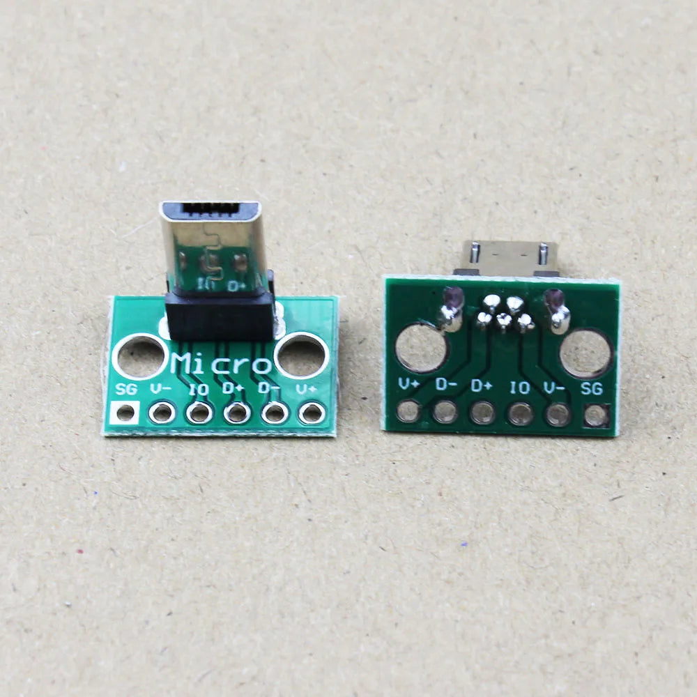 1Pce Vertical USB Micro USB 2.0 Male Lengthen Head Connector PCB Converter Adapter Breakout Board 180 Degree Vertical WP-110