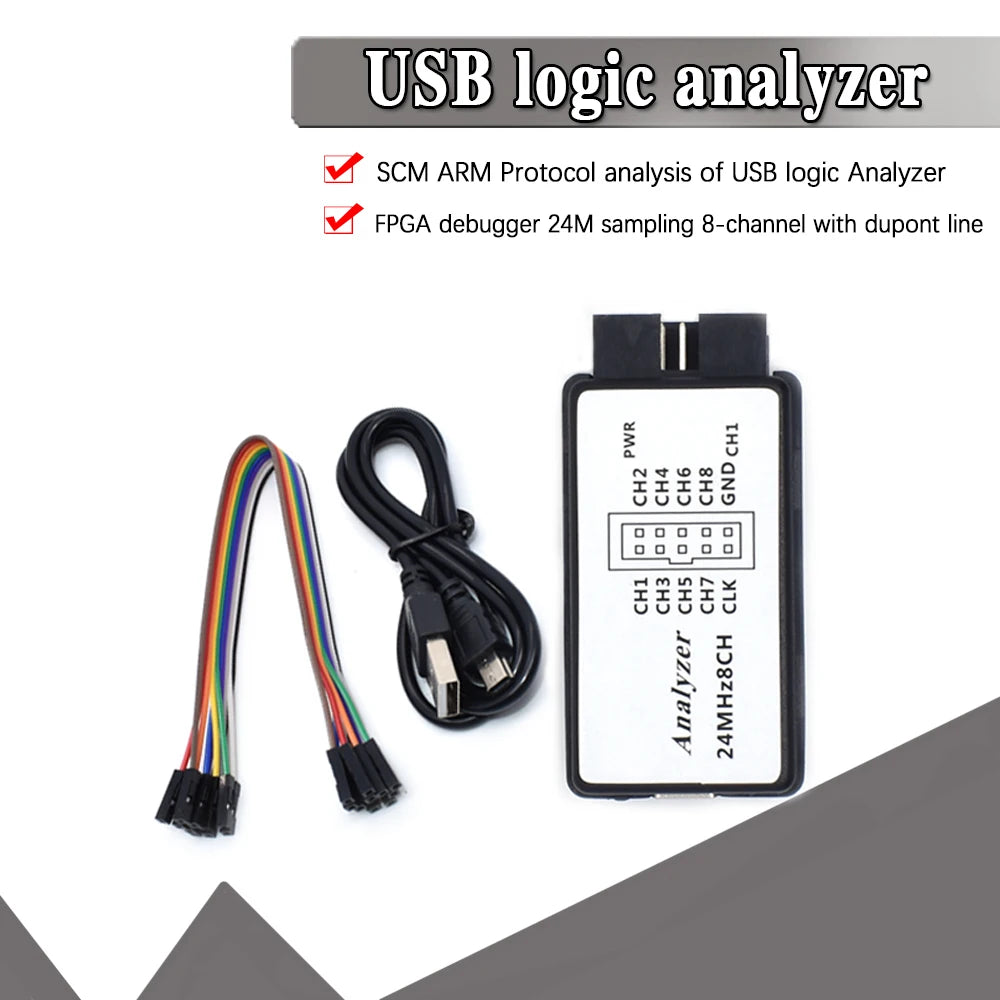 USB Logic Analyzer 24MHz 8 Channel 24M/seconds Logic Analyzer Debugger For ARM FPGA Logic Analyzer Logic 24M 8CH XCW