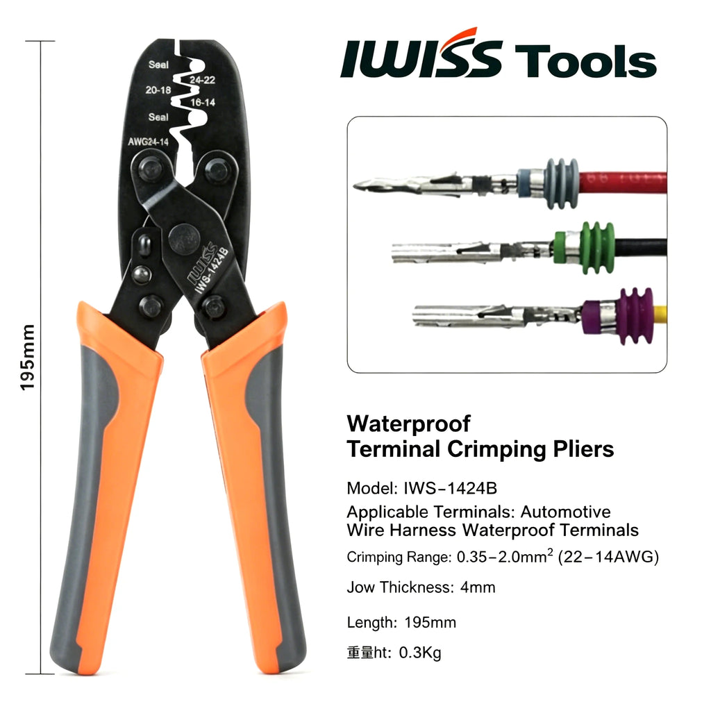 IWS-1424A /1424B Crimping Plier for Molex Style DELPHI AMP TYCO Terminals Crimper Automotive Terminal Crimp Wiring Harness Tool