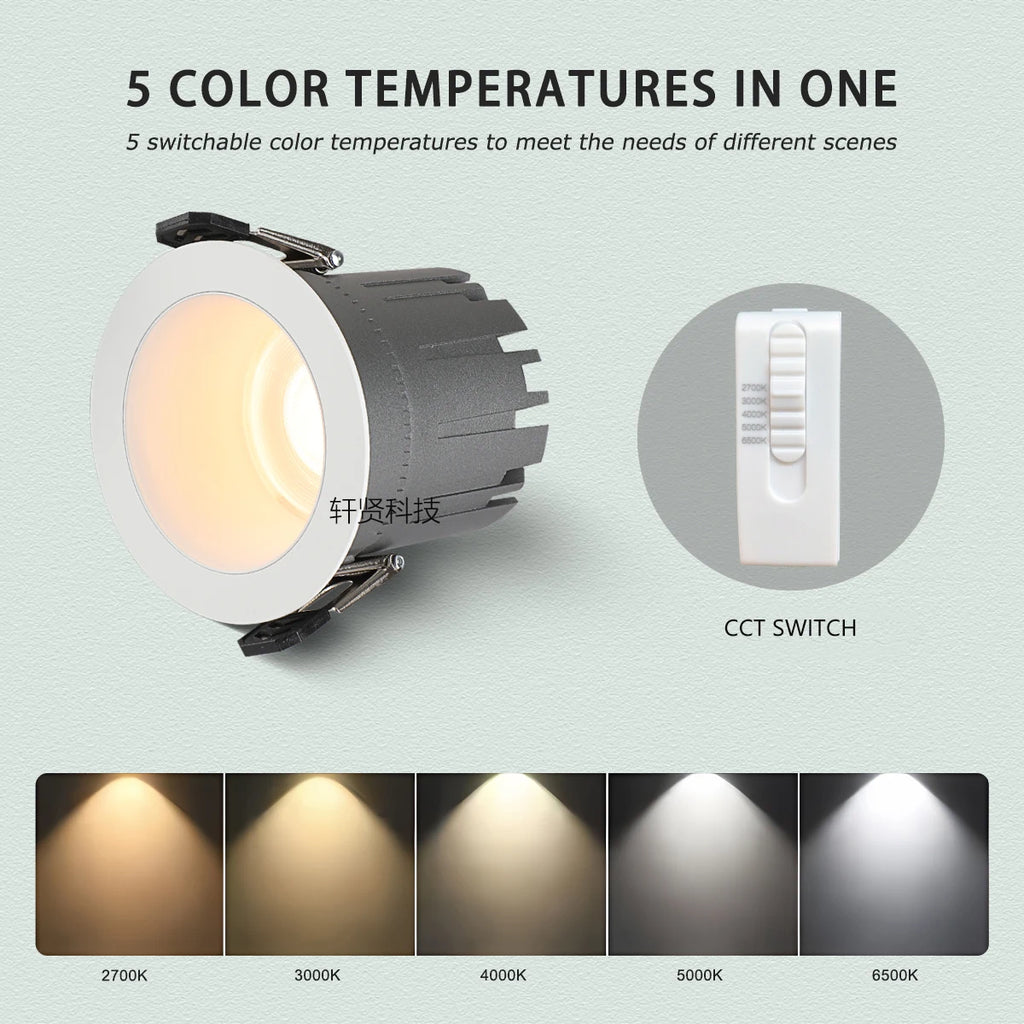 Recessed Zigbee DALI 5 CCT Switchable Matter Tuya BLE Smart LED Spotlight Dimmable Black White Aluminum Ceiling Lamp