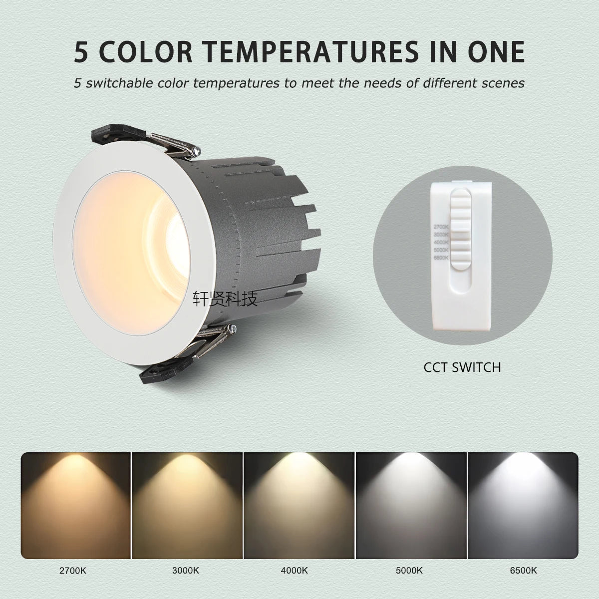 Recessed Zigbee DALI 5 CCT Switchable Matter Tuya BLE Smart LED Spotlight Dimmable Black White Aluminum Ceiling Lamp