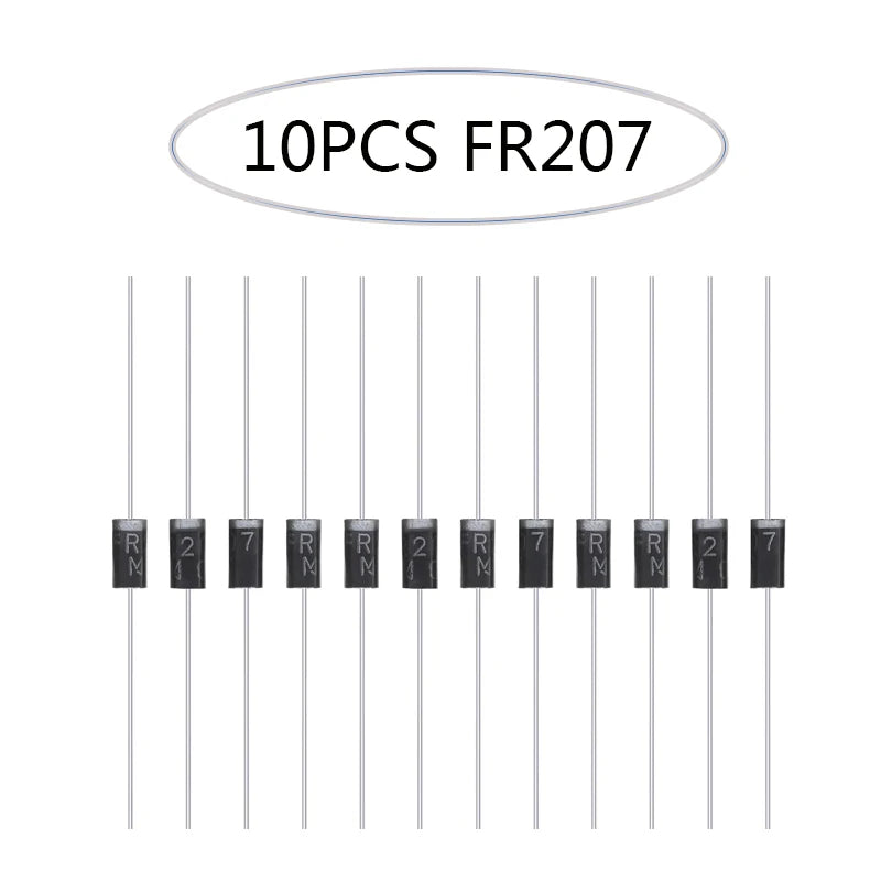 4 Value Fast Recovery Rectifier Diode UF4007 FR207 FR107 RL207 Axial Doorbell Schottky Diode Switching Dioden Each Modle 10PCS