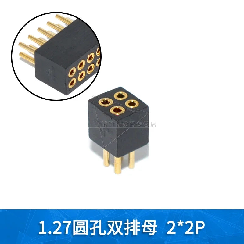 5pcs round Hole 1.27mm Single Row Female Header Double Female Header Single Double Row Pin Gold Plated 2P 3P 4P-6Pin Connector