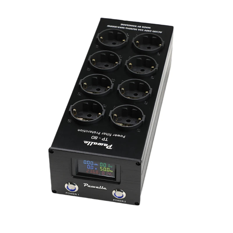 PWALLE TP80 front 2-way switch power filter socket with lightning protection and overload multifunctional display function