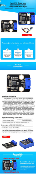 MPU6050 Six Axis Sensor Module 3D Angle 3 Axis Acceleration Gyroscope