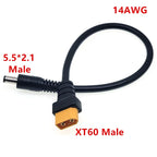 XT60 Plug Male Female to DC 5.5*2.1mm 5.5*2.5mm Connector Battery Adapter Cable 5521 5525 Wire for RC Battery Charge Connector