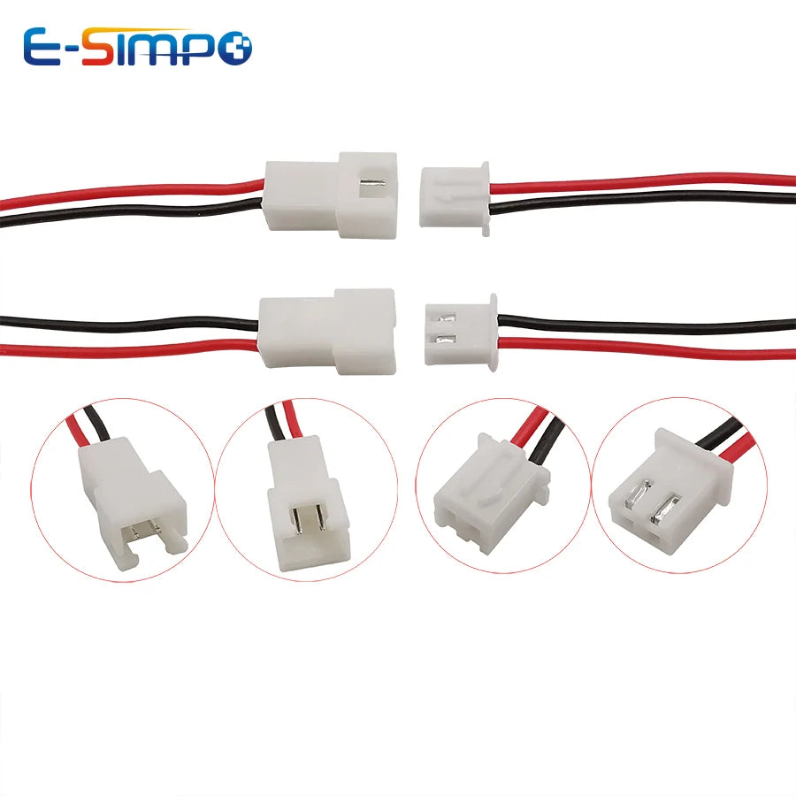 XH 2.54mm 2 Pin TJC3 10CM Male Female Cable Connector Micro XH2.54 2P Plug Jack Socket Terminal Wire Cables Connectors 26AWG