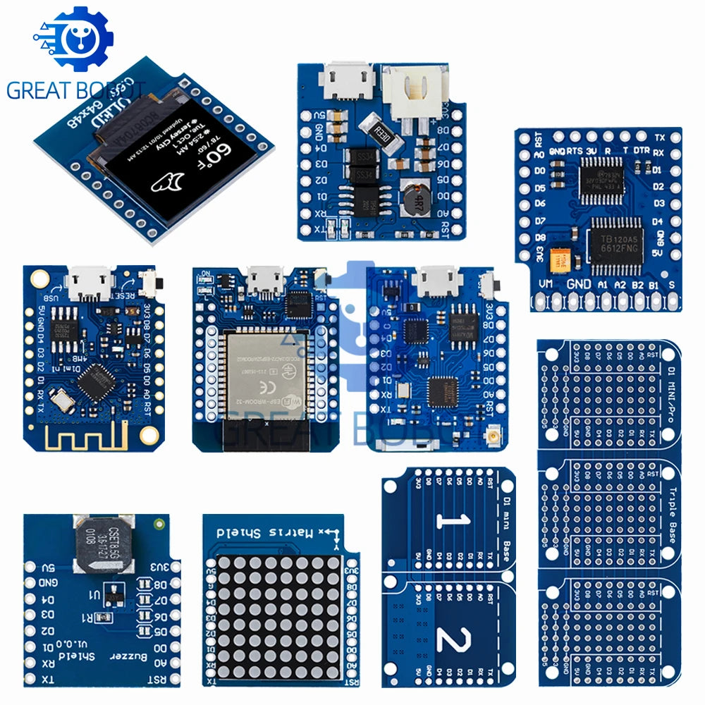 ESP8266 D1 Mini Pro WiFi Development Board NodeMcu 0.66 OLED DHT11 DHT22 buzzer Relay DS18B20 ESP32 Motor for WeMos DIY Kit