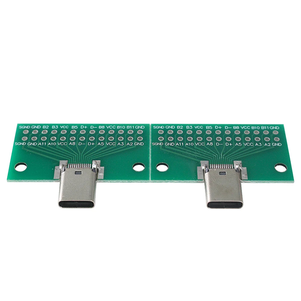 2PCS Type-C Male To Female Adapter Test Board Type-C Male/Female PCB Board 24Pin 2.54mm Connector Socket PCB Universal Converter
