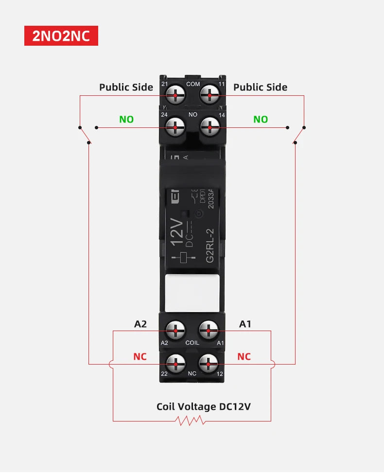 ENMG G2RL-1-E/G2RL-2 DIN Rail Relay 16A 24VDC SPDT LED Indicator Compact Electromagnetic Relay with Surge Protection TVS