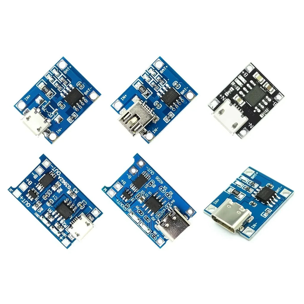 1-100PCS 5V 1A Micro/Type-c USB 18650 TP4056 Lithium Battery Charger Module Charging Board With Protection Dual Functions Li-ion
