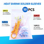50-500Pcs Waterproof Heat Shrink Butt Connectors Solder Seal Wire Cable Terminals Electrical Splice Kit for Automotive Marine