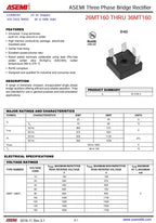 36MT160 3 Phase Bridge Rectifier 35A 1600V ASEMI D-63 Package
