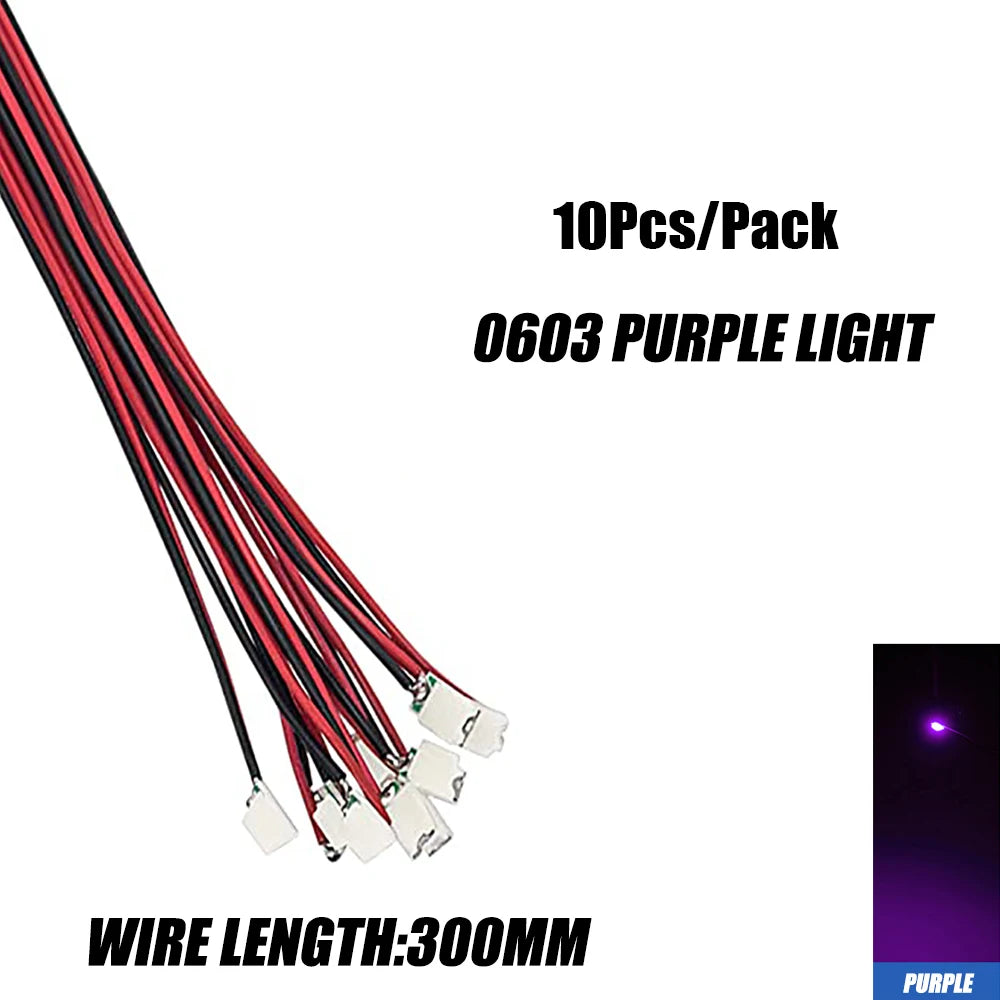 10Pcs 0402 0603 Led SMD Wire For Model Train HO N OO Scale Red Black Line Pre-soldered Micro Litz Diorama Railway 30cm 3V
