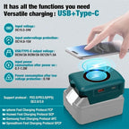 Fast Wireless Charger Adapter for Makita/Milwaukee/Dewalt 18V Battery - with Type C & USB Output, Wireless Phone Charger