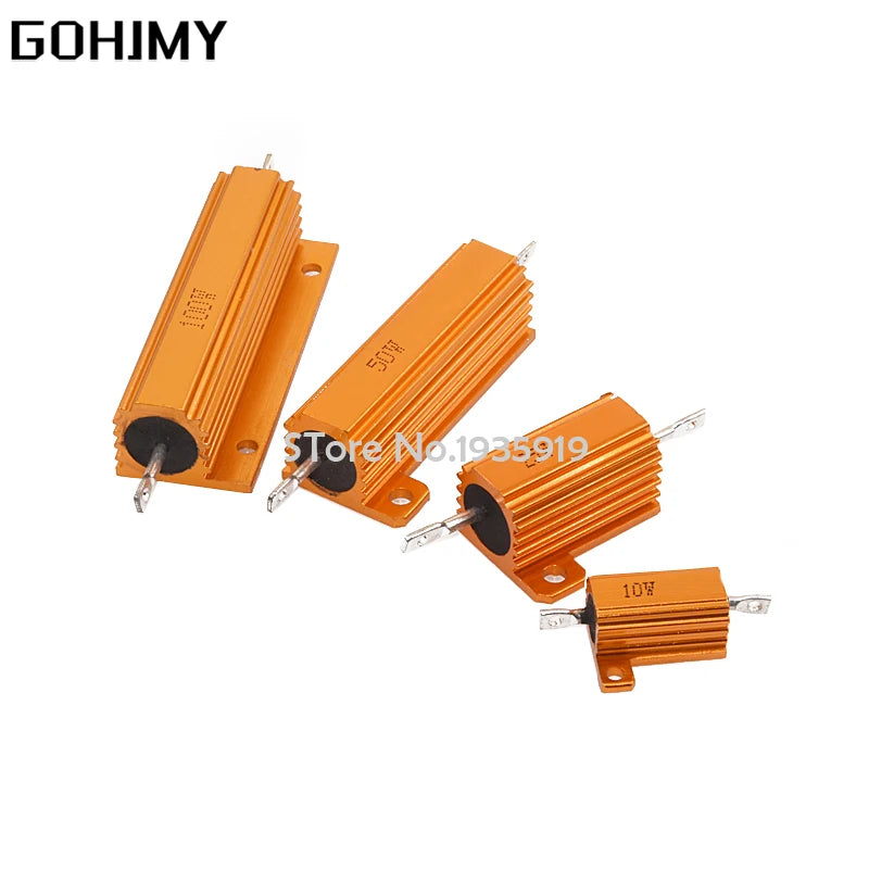 100W RX24 0.01 ~ 100K Aluminum Power Metal Shell Case Wirewound Resistor 0.1 0.5 1 1.5 2 6 8 10 20 100 150 200R 300R 1K 10K ohm