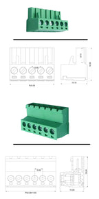 2EDG 5.08MM Solderless Butt Connection Plug-In Type 5.08mm Pitch Pluggable Green Terminal Block Screw Terminal Block Connector