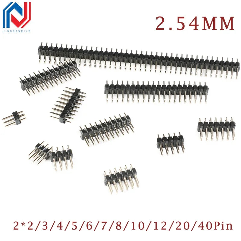 10pcs 2.54mm Double Row Male PCB Board Pin Header Connector Strip Pin Header 2 * 2/3/4/6/8/10/12/15/20/40P For Arduino