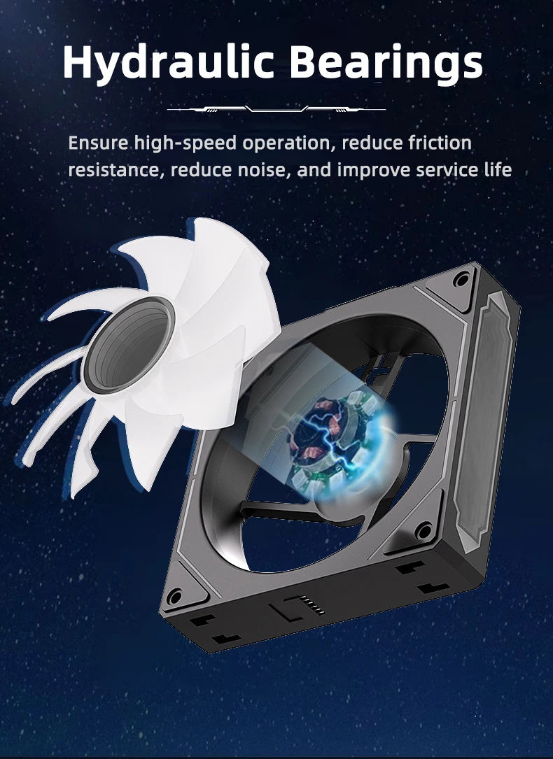 Coolcirc ARGB Infinity Mirror PC Case Fan - 3-Pack 120mm Free Wire-Splicing Cooling Fan with PWM Silent Fan for Computer Case