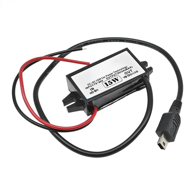DC-DC Step Down Module Power Converter 12V to 5V 3A Wire/Dual Ear USB /Type C/dual USB/Adapter USB-A Female Connector Waterproof