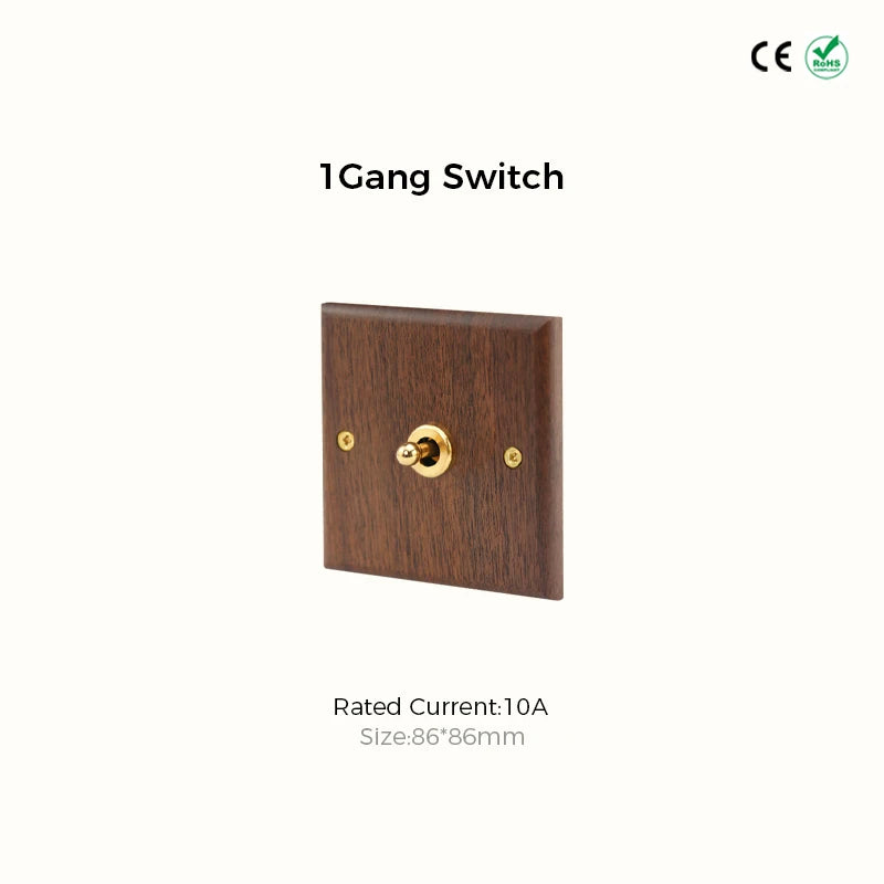 Avoir Retro Black Walnut Panel Toggle Switches USB Type C FR EU Socket Outlet Brass Lever Wall Light Switches Cat6 Rj45 For Home