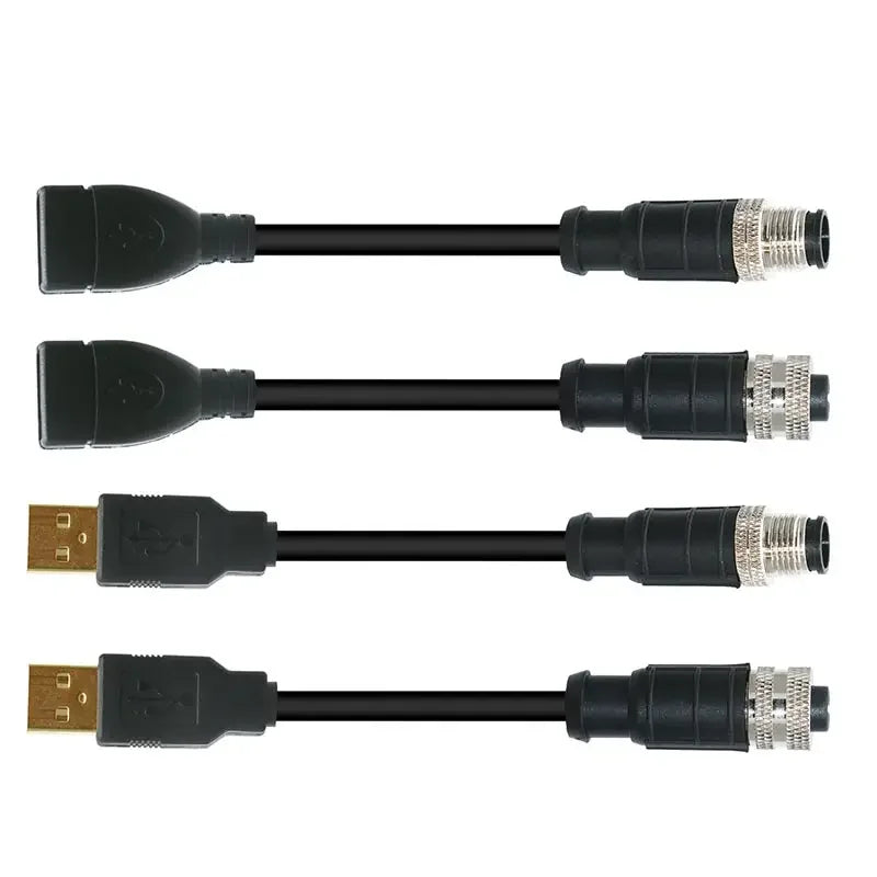 M12 to USB Cable Connector 4Pin 5 Pin A/D/B Code to USB Scanner Cable Industrial Camera USB to M12 Male Female Extension Line