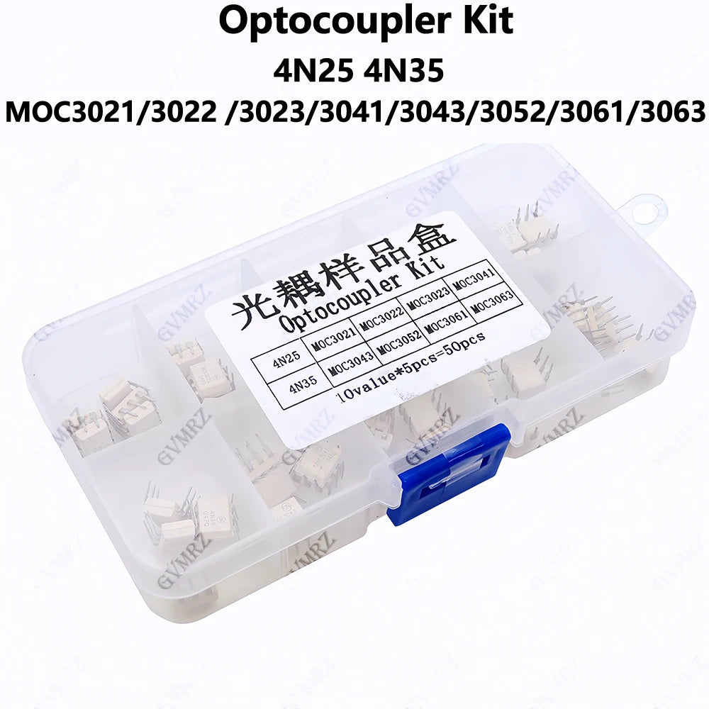 10Values Optocoupler kit 4N25 4N35 MOC3021 MOC3022 MOC3023 MOC3041 MOC3043 MOC3052 Each 5pcs MOC3052 MOC3061 MOC363