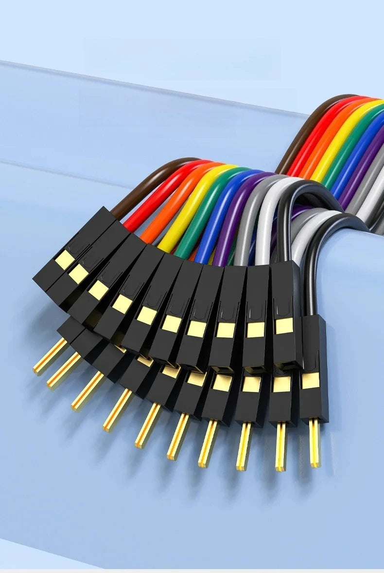 10PCS/lot Gold Plated Pure Copper Thickened DuPont Wire 24AWG Male to Female to Male Ribbon Wire DuPont Connector Wire 20cm/30cm