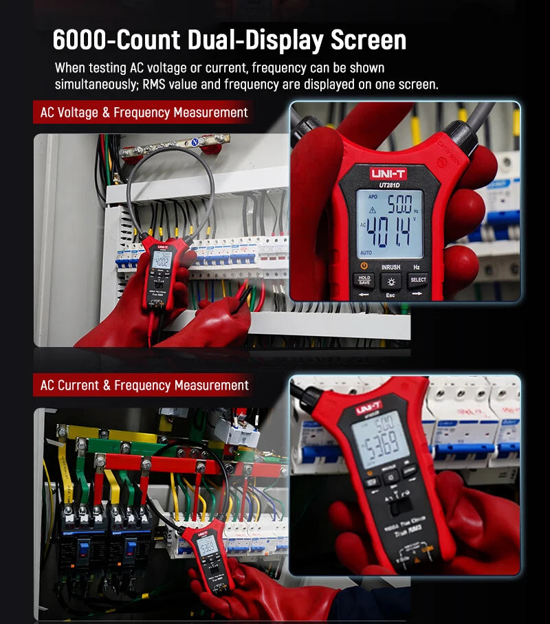 UNI-T UT281D Flexible Rogowski Coil Clamp Meter True RMS High Precision Max 6000A AC Current Measuring Instrument