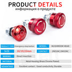16/19/22mm Metal Emergency Stop Button Switch stainless steel Anti-slip waterproof mushroom head Rotation reset PTEN