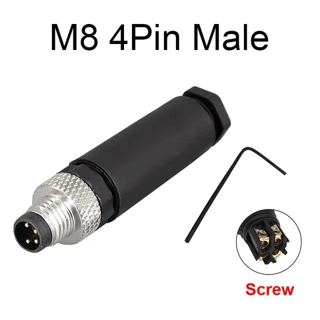 Cloweit M8 Sensor Connector Waterproof Male&Female Plug Straight Angle Screw Threaded Coupling 3pin 4p Panel Mount Flange Socket