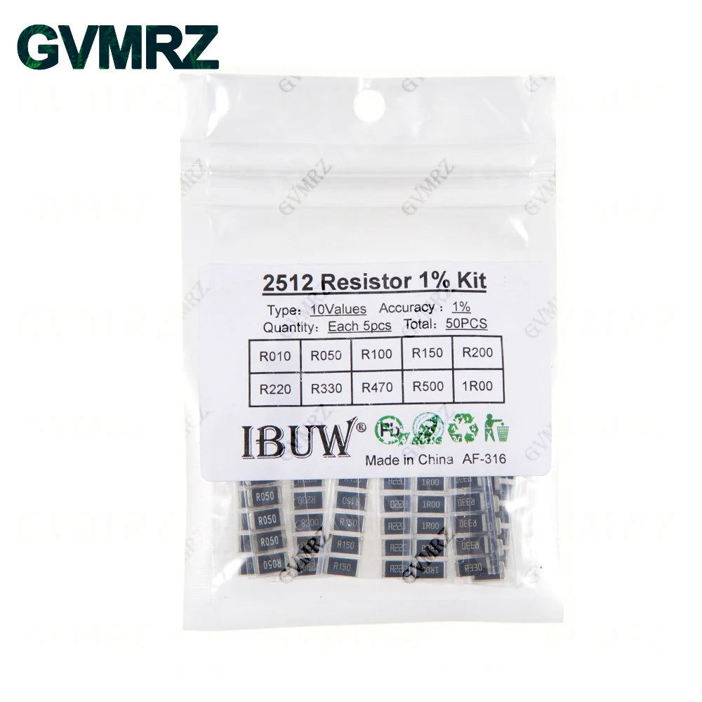 0201 0402 0603 0805 1206 1% 5% SMD Resistor Assorted Kit 1R-1M 10K 100K 1K 100R Resistance Set DIY