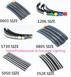 5 x 100pcs/Color=500pcs New 2835 5050 5730 3528 1206 0805 0603 0402 Red/Green/Blue/White/Yellow SMD LED kit