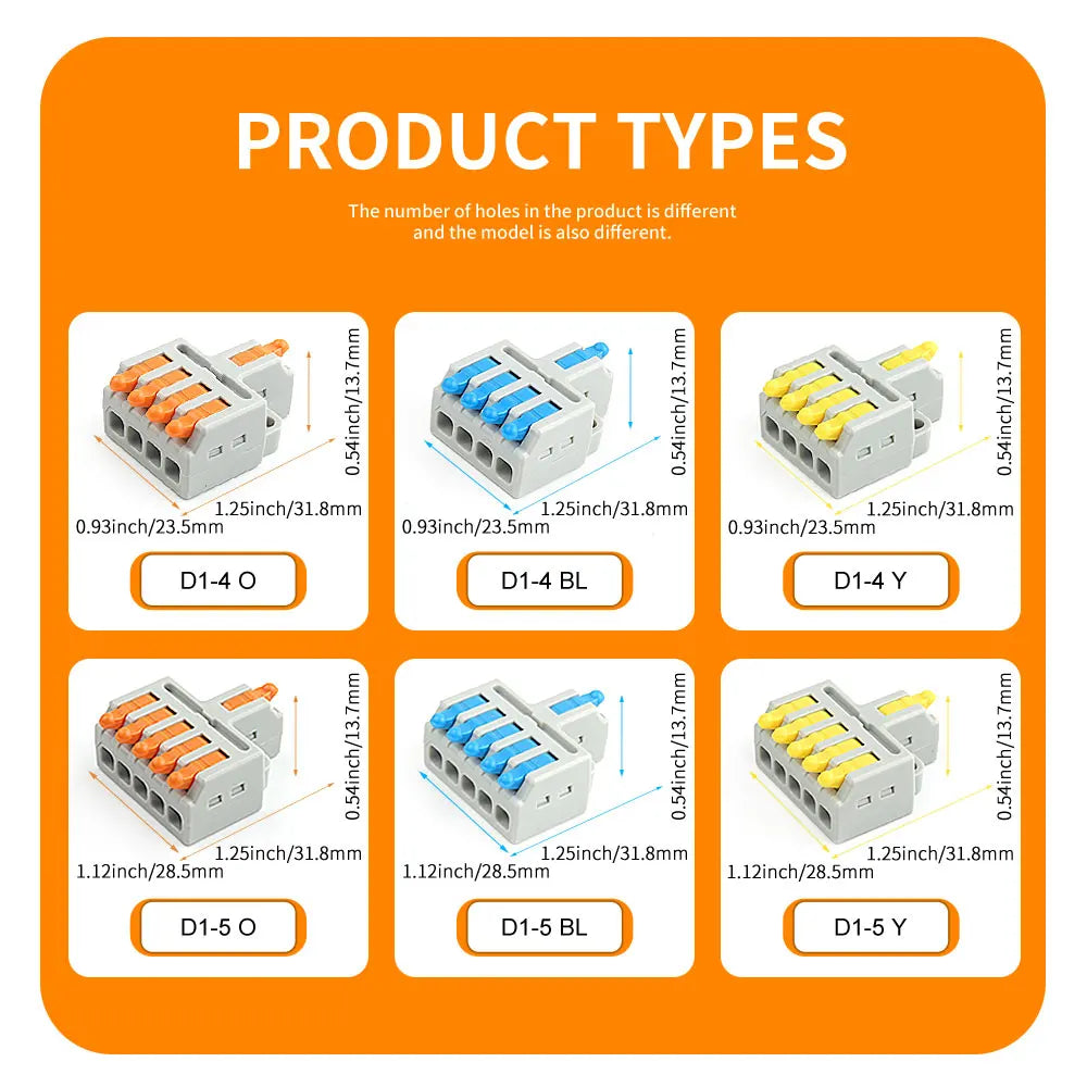 10/50 PCS Universal Compact Mini Fast Wire Connectors Lever Nut Crimp Splitter Electrical Conductors Push-in Home Terminal Block