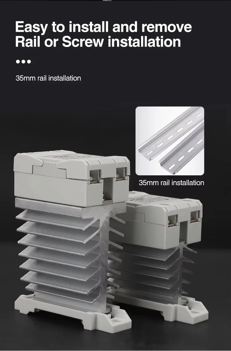 10A 25A 40A 60A 80A 100A Single Phase Slim SSR Solid State Relay With Heat Sink Industrial Relay DIN Rail Mount