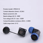 SP20 IP68 Waterproof Quick Connector Socket Multipole Plug Dustproof Right angle Square Industrial Aviation 1-14Pin Connectors