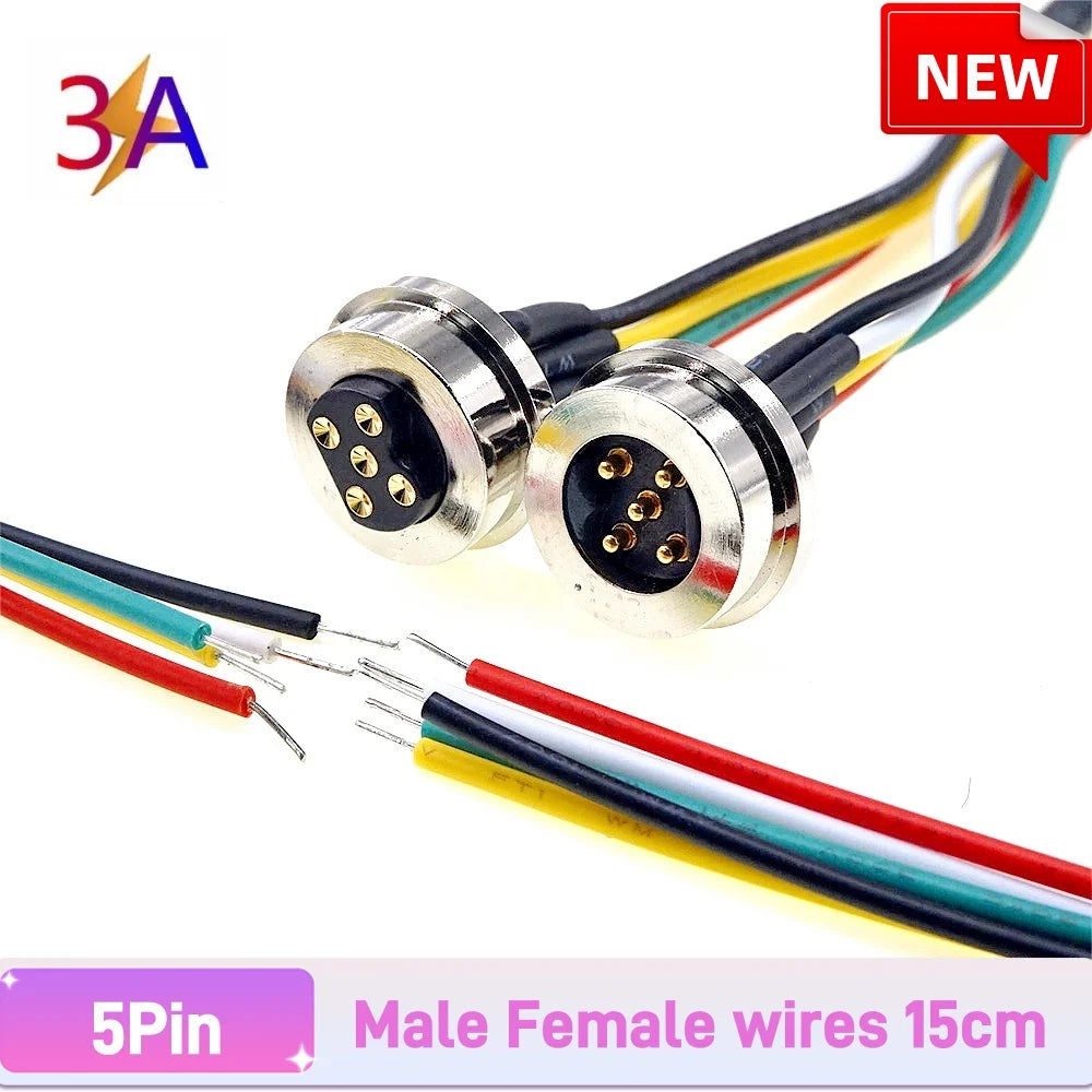 1/3/5 Pair Circular Shape Magnetic Pogo Pin Connector 1 2 3 4 5 Pole Male Female Probe DC Power Charging Round Profile