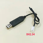 1PC 3.7V/7.4V Lithium Battery USB Charging Cable With 1.25mm MX2.0 PH2.0 XH2.54 JST SM2P/4P Interface For Toy Remote Control Car