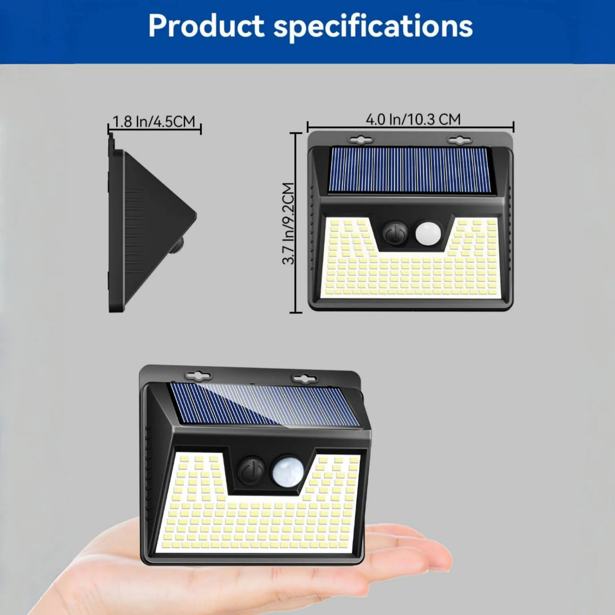 Solar Lights Outdoor Waterproof, 140LED Motion Sensor Light, 3 Modes Solar Powered Fence Security Lights for House Outside